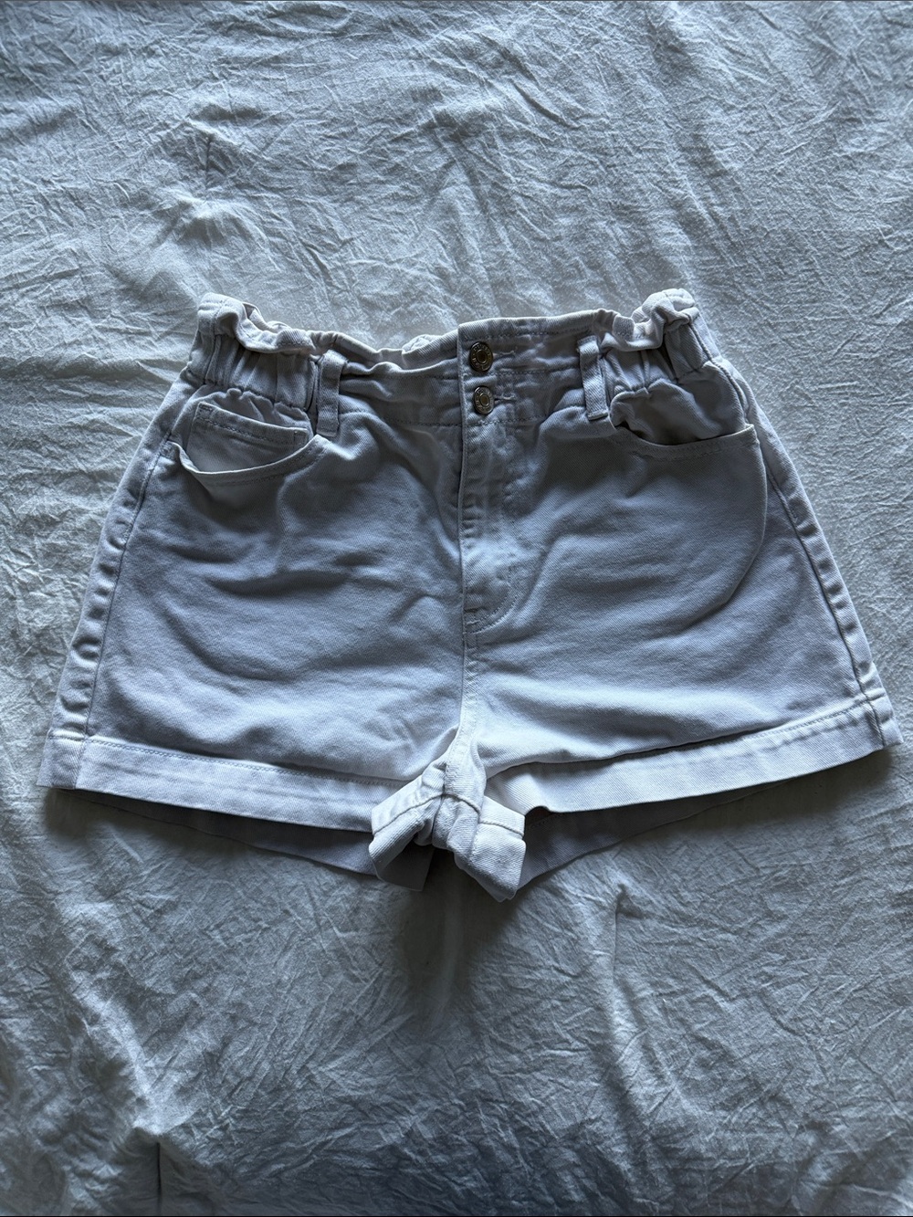 Forever 21 White High-Waist Paperbag Shorts - Picture 1 of 3